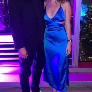 Zara satin cut out dress blue